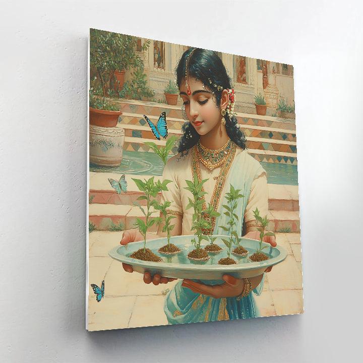 Krishna Balances A Floating Tulsi Garden paint by color