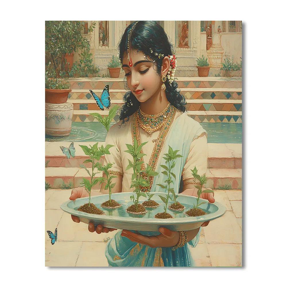 Krishna Balances A Floating Tulsi Garden paint by color