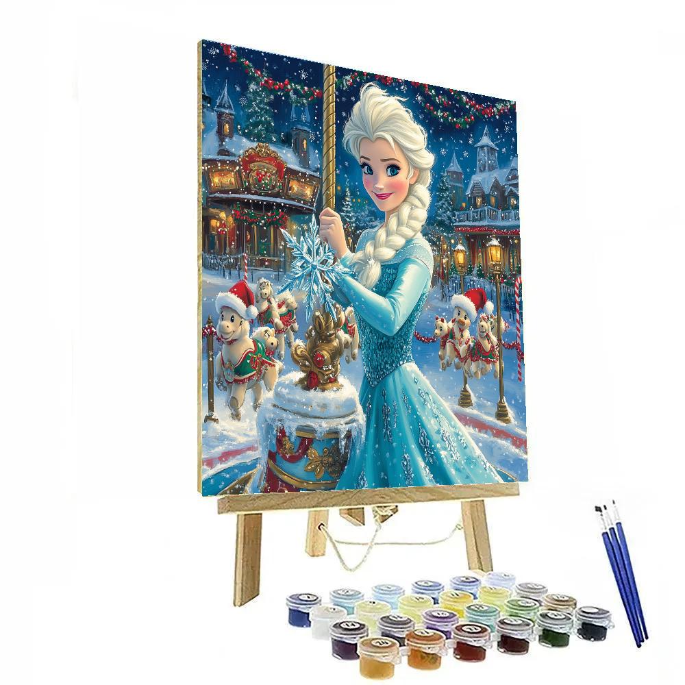 Elsas Snowflake Carousel Christmas Parade Number painting