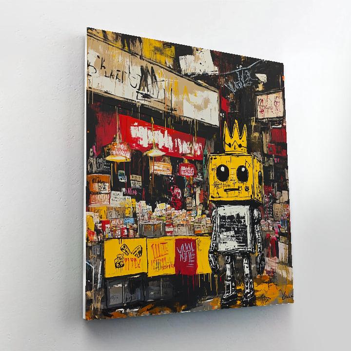 Jean Michel Basquiat Inspired Futuristic Robot Street Market paint by color