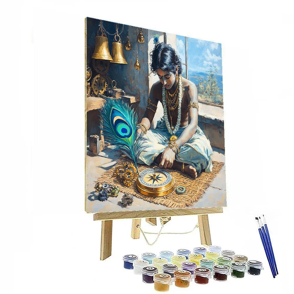 Krishna Crafts A Peacock Feather Compass Numbered painting kits