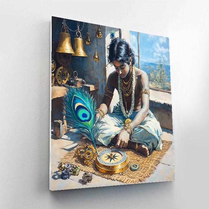 Krishna Crafts A Peacock Feather Compass Numbered painting kits
