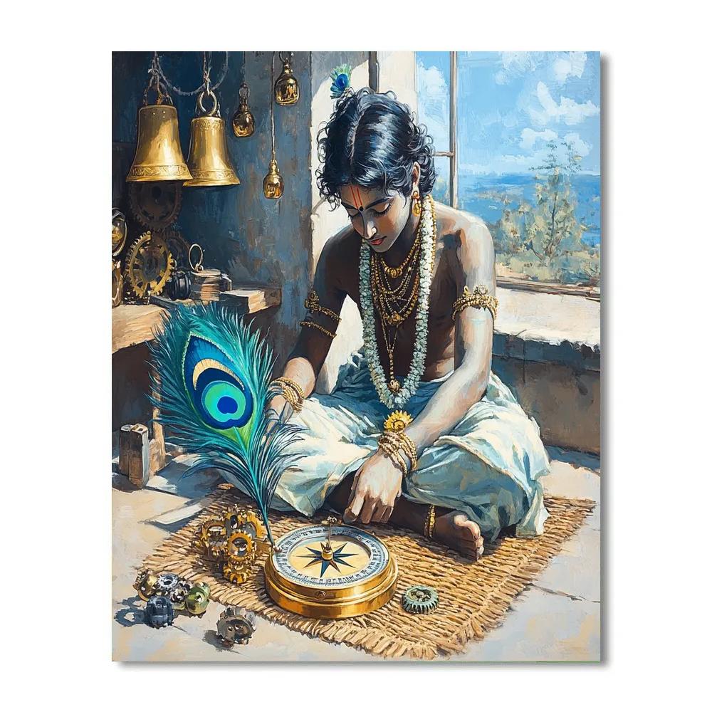 Krishna Crafts A Peacock Feather Compass Numbered painting kits