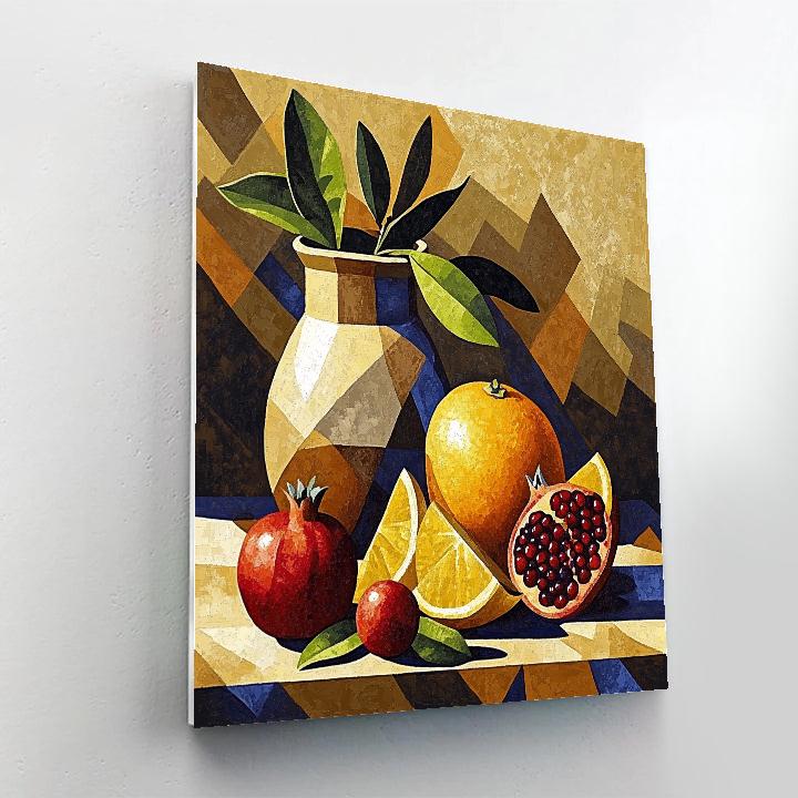 Pablo Picasso Inspired Cubist Orchard Still Life With Fractured Citrus And Earthenware Paint by numbers art