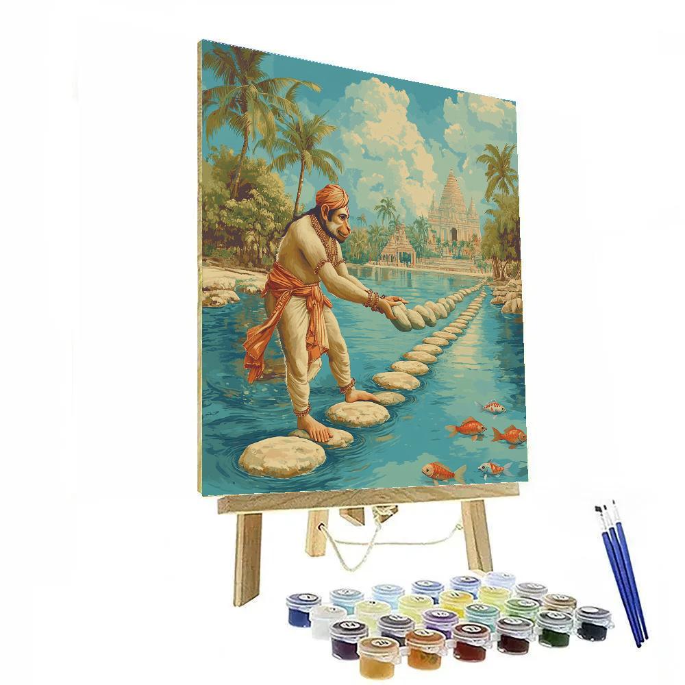Hanuman River Bridge Of Floating Stones Number painting