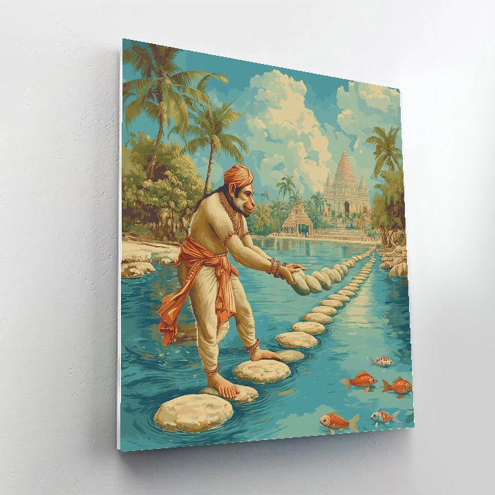 Hanuman River Bridge Of Floating Stones Number painting