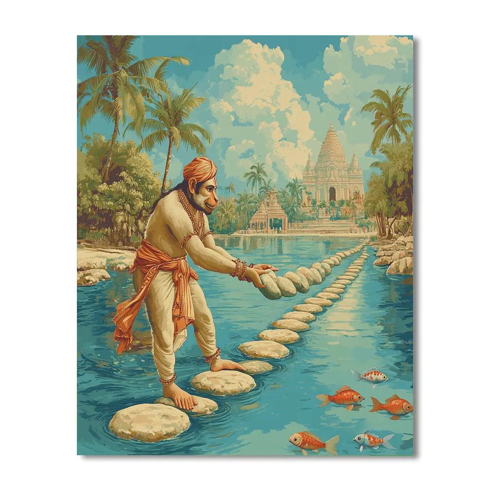 Hanuman River Bridge Of Floating Stones Number painting