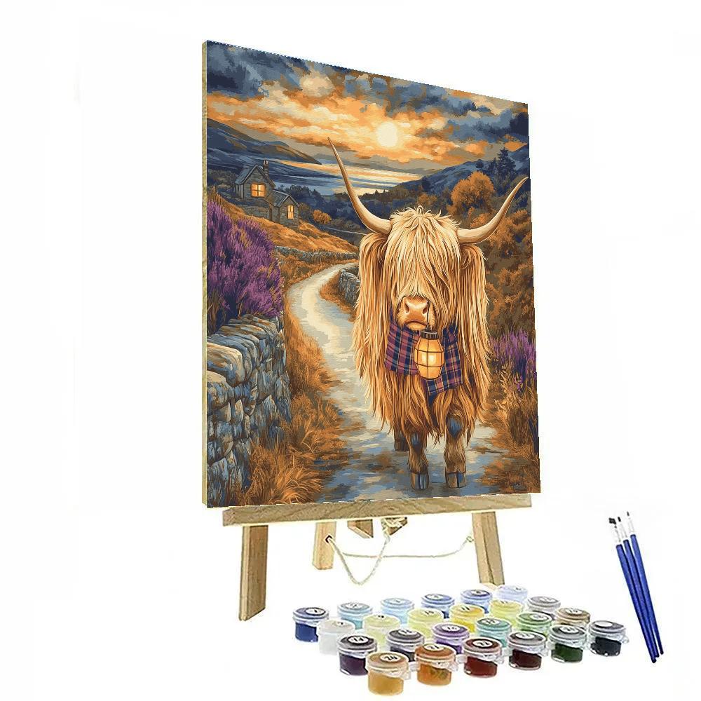 Highland Cow Lantern Parade Numbered painting kits
