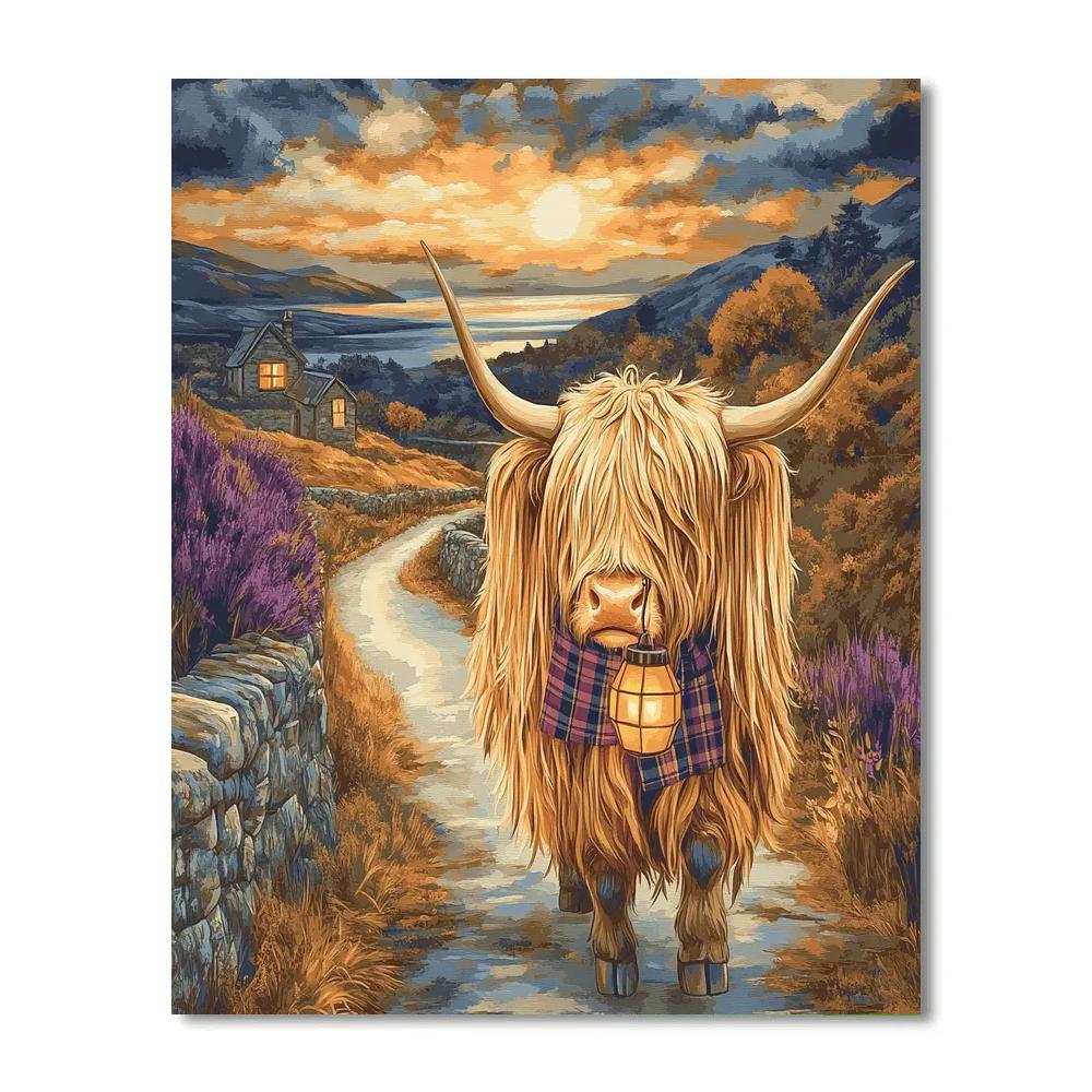 Highland Cow Lantern Parade Numbered painting kits