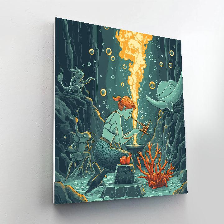 Coral Forge With Mermaid Numbered painting kits