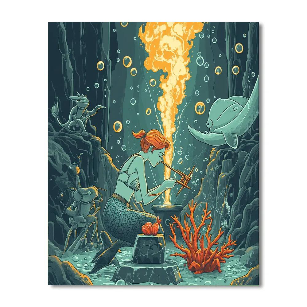 Coral Forge With Mermaid Numbered painting kits