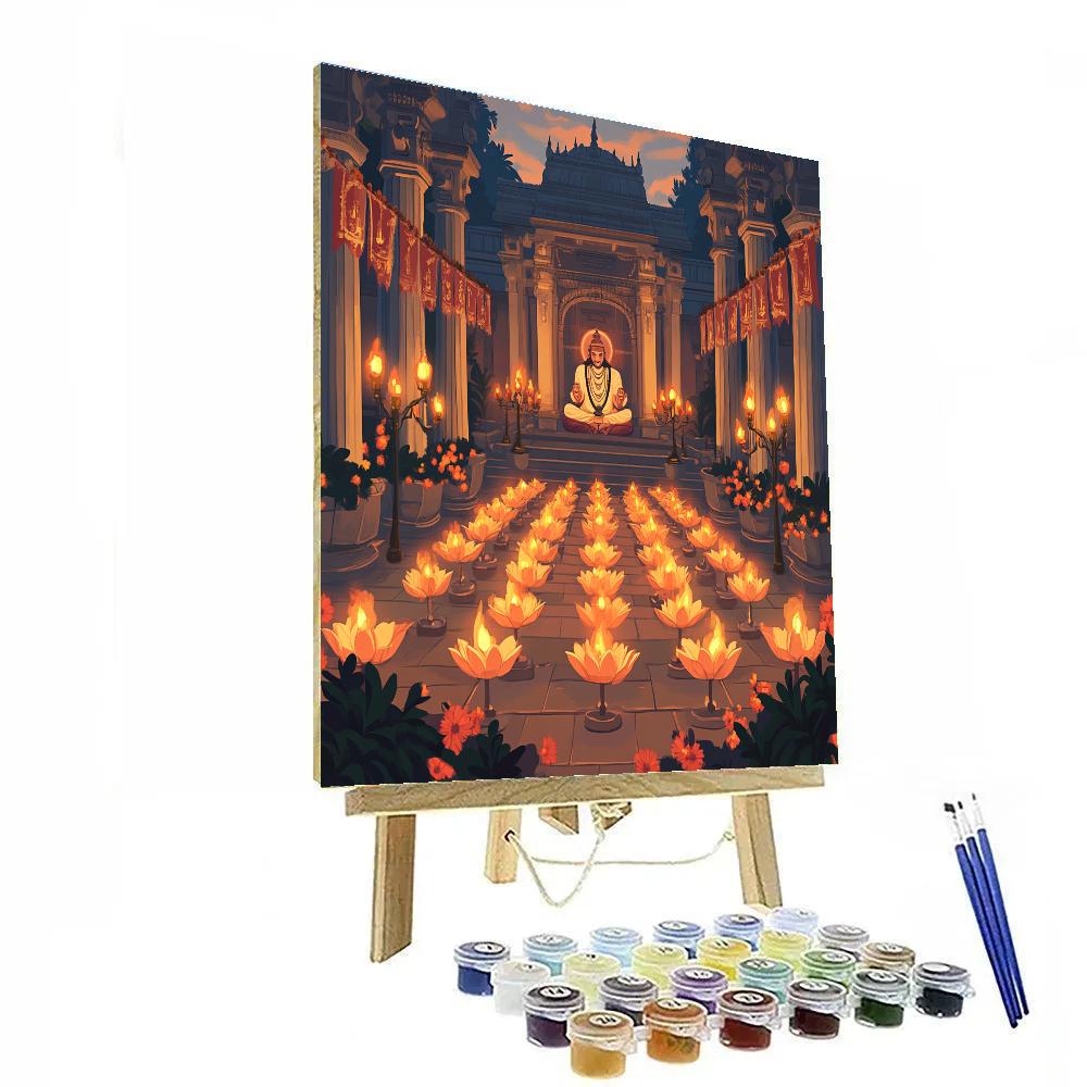 Temple Courtyard Festival Of Brahma Lamps paint by numbers