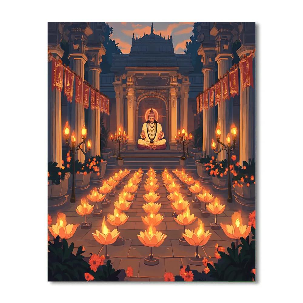 Temple Courtyard Festival Of Brahma Lamps paint by numbers