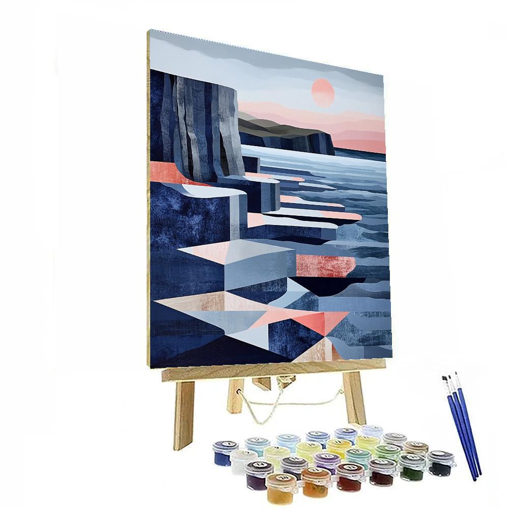 Pablo Picasso Inspired Geometric Coastal Cliffs And Moonlit Tides Numbered painting kits