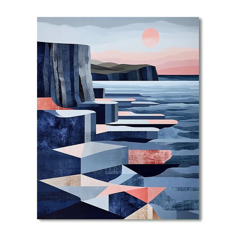 Pablo Picasso Inspired Geometric Coastal Cliffs And Moonlit Tides Numbered painting kits