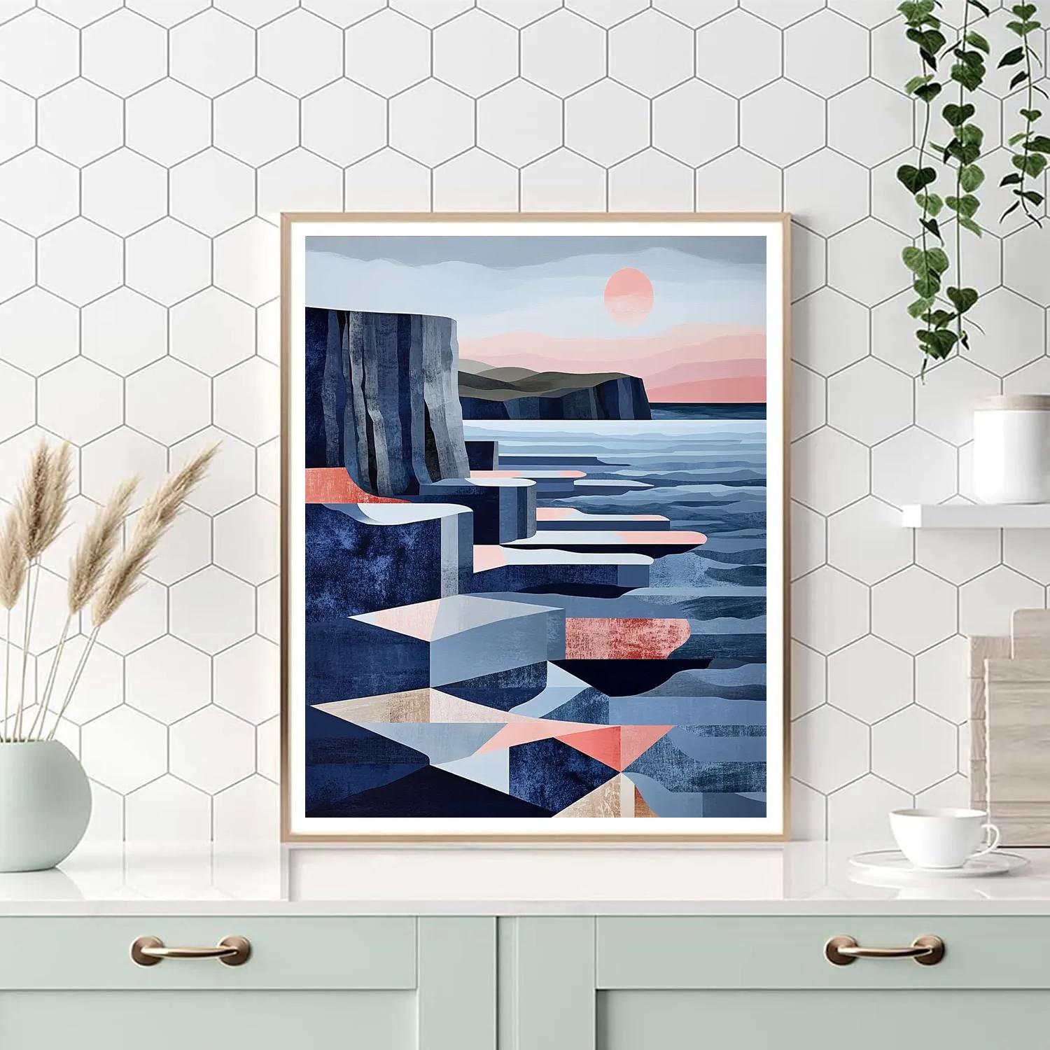 Pablo Picasso Inspired Geometric Coastal Cliffs And Moonlit Tides Numbered painting kits