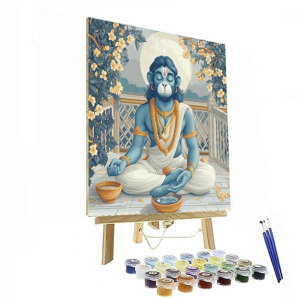 Moonlit Hanuman Meditation Terrace paint by number