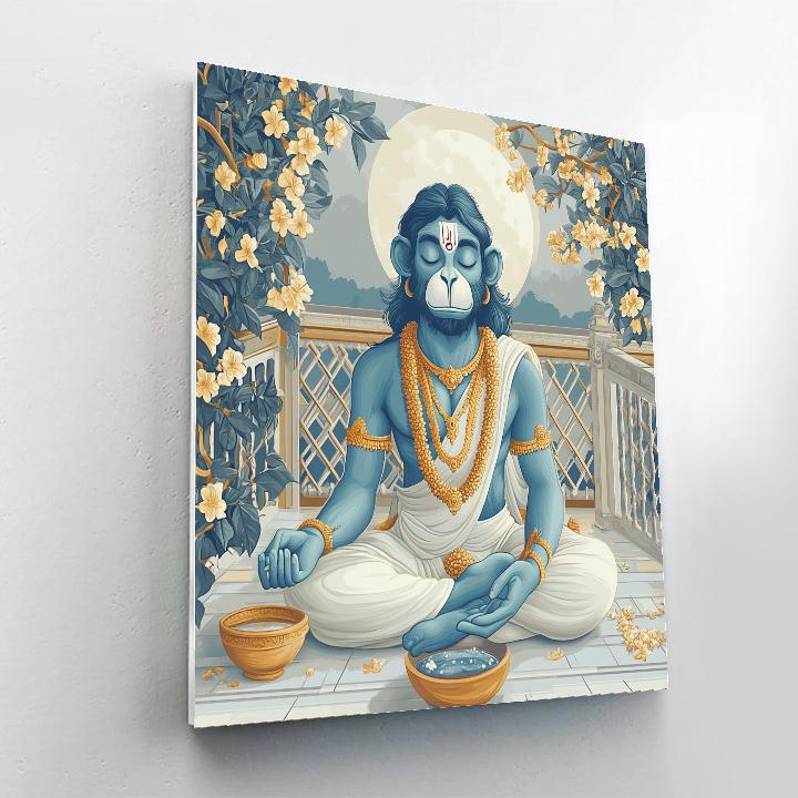 Moonlit Hanuman Meditation Terrace paint by number