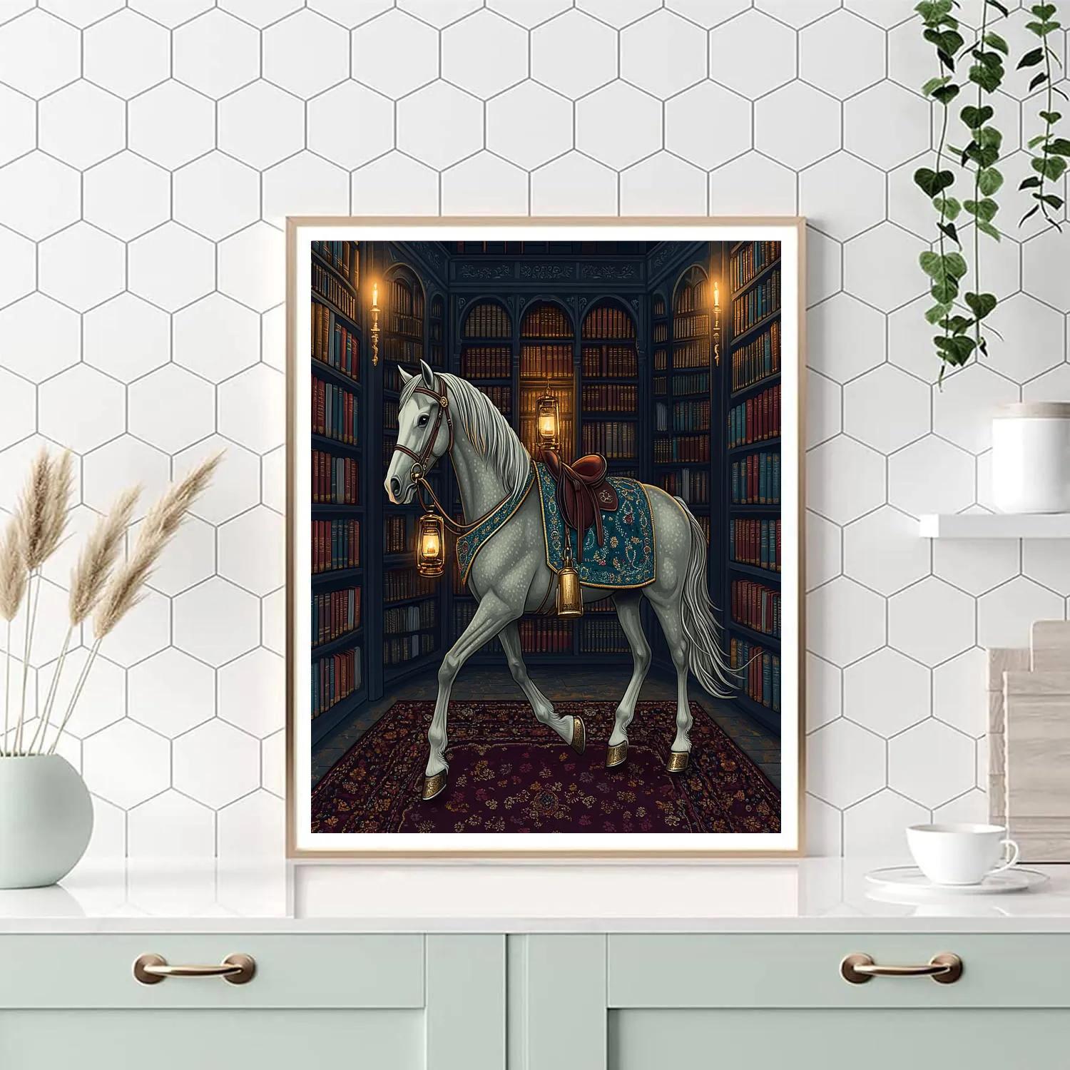Library Lantern Horse Procession paint by numbers