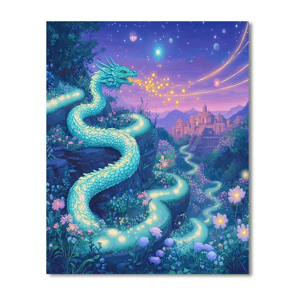 Garden Of Falling Comets With Dragon paint by number