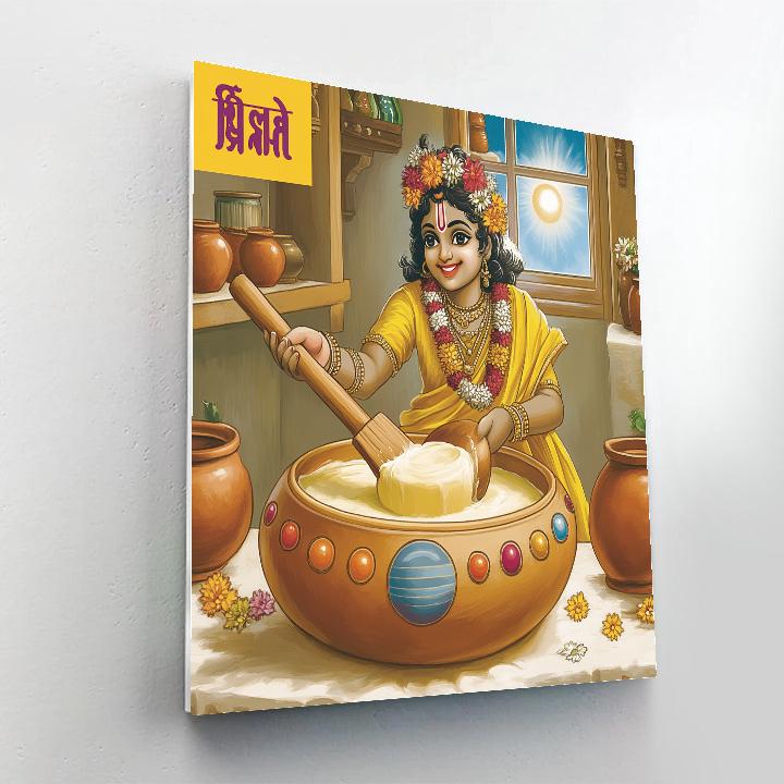 Krishna And The Planetary Butter Churn DIY paint by numbers