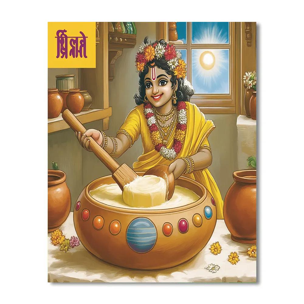 Krishna And The Planetary Butter Churn DIY paint by numbers
