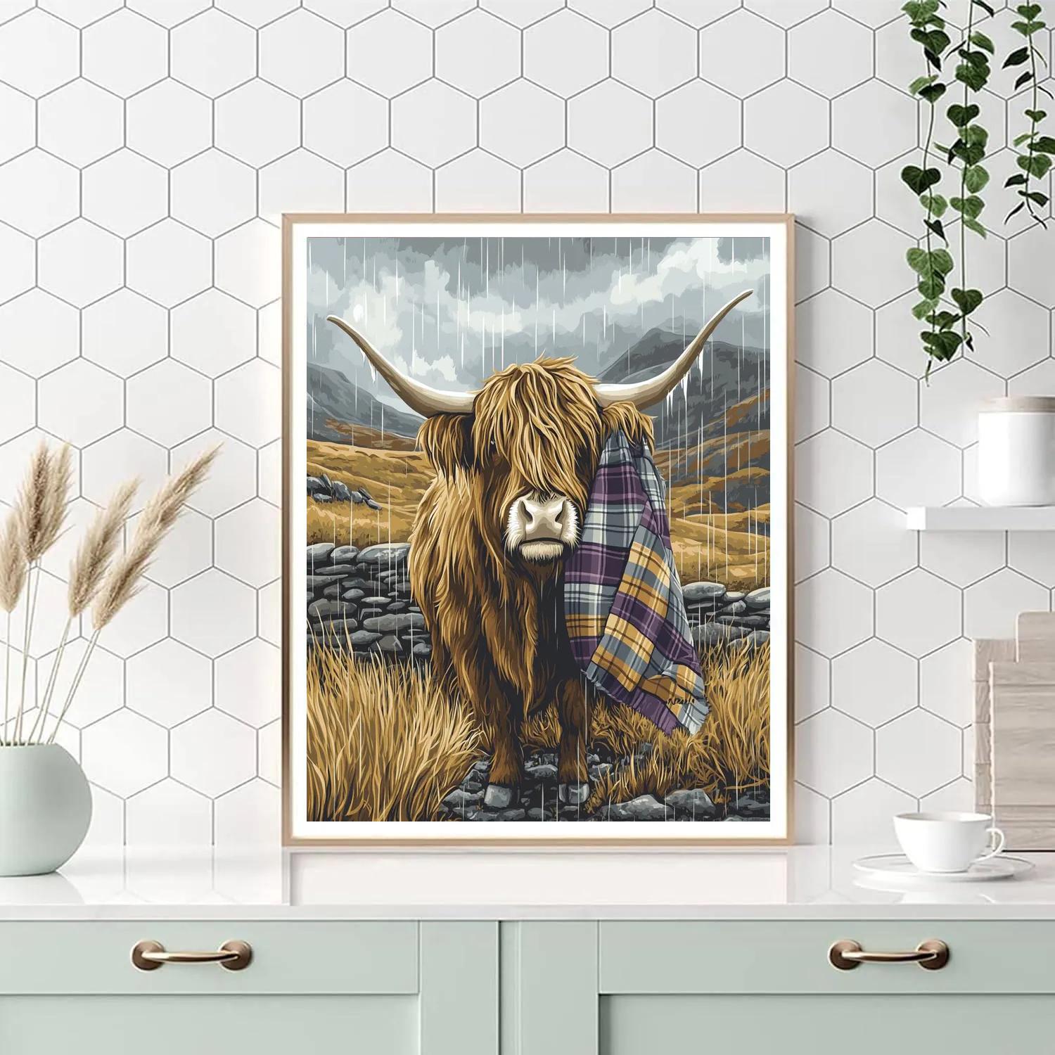 Stormproof Highland Cow Shelter Number painting