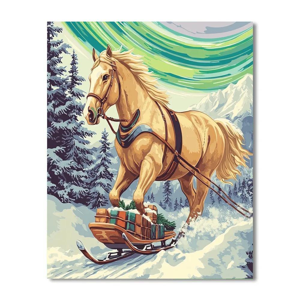 Aurora Ridge Caravan With Horse Painting by numbers kit