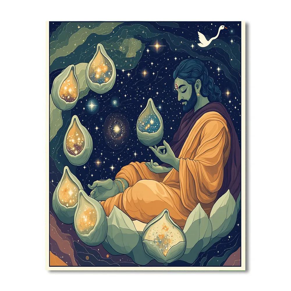 Brahma Crowned Among The Cosmic Seed Pods Painting by numbers kit