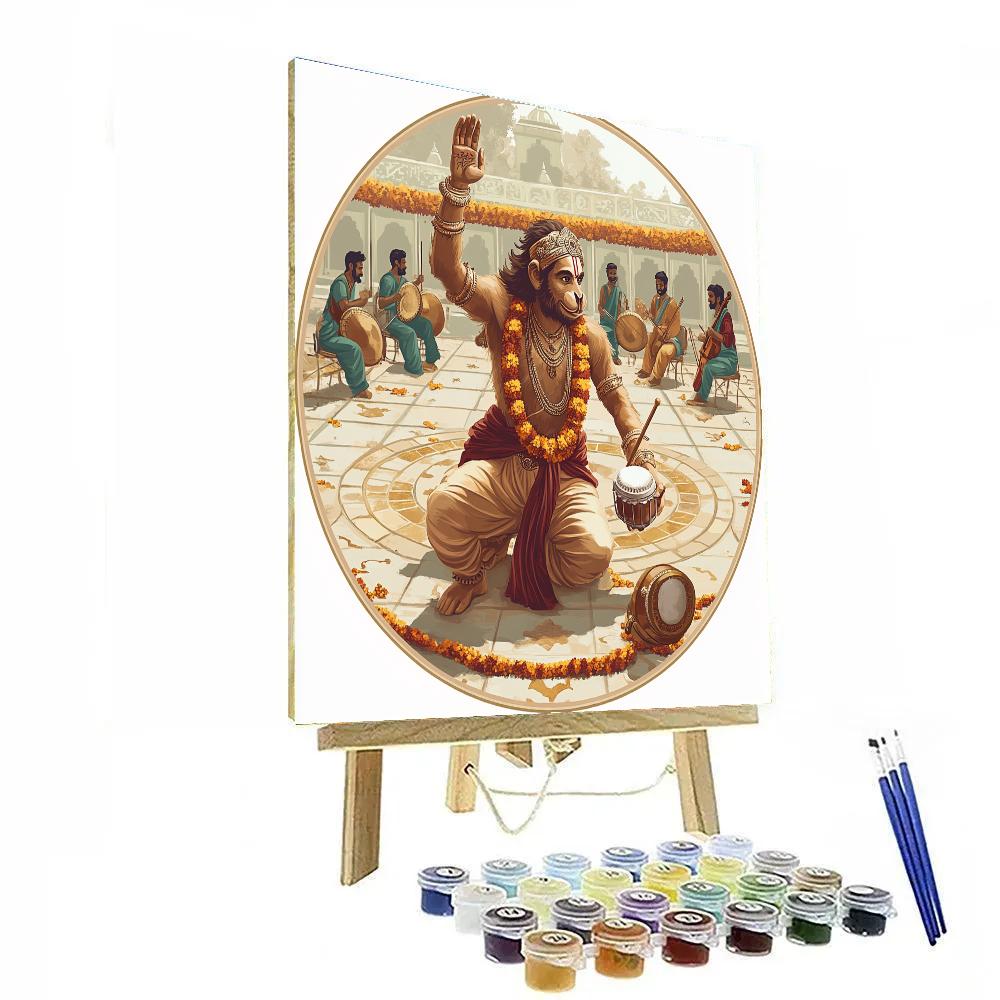 Hanuman Courtyard Drum Circle Number painting