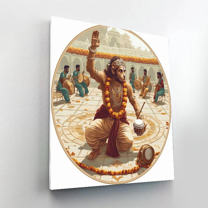 Hanuman Courtyard Drum Circle Number painting