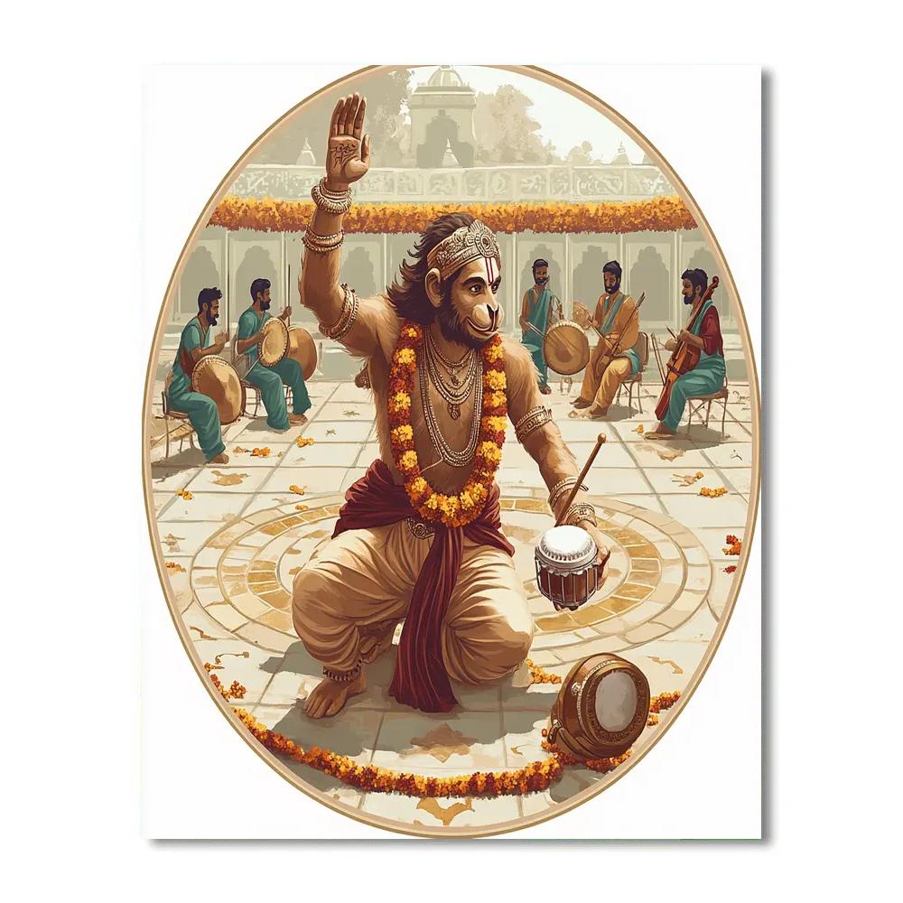 Hanuman Courtyard Drum Circle Number painting