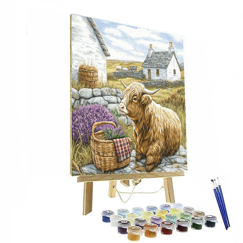 Crofthouse Picnic Highland Cow Paint by numbers kits