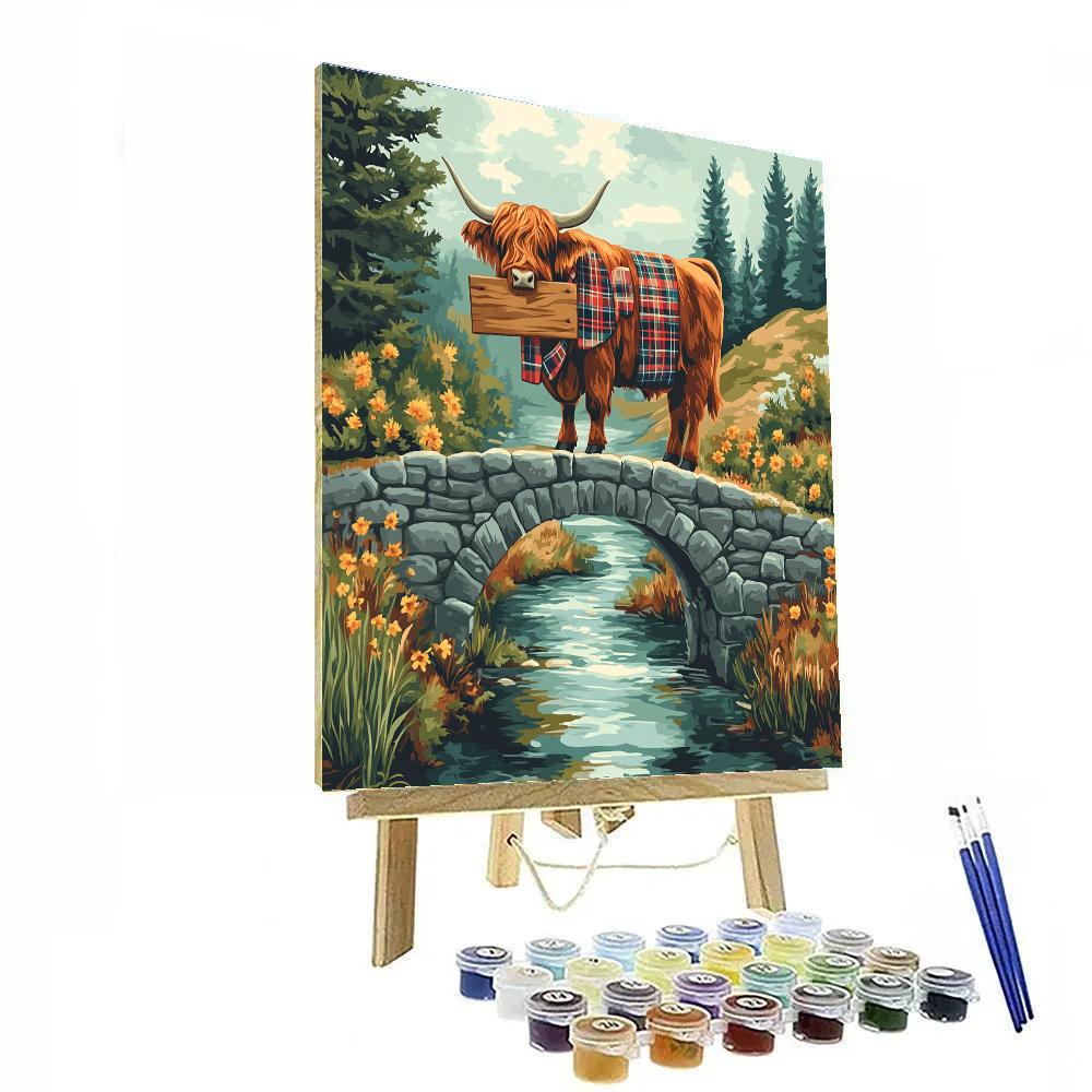 Highland Cow Bridge Keeper Numbered painting kits