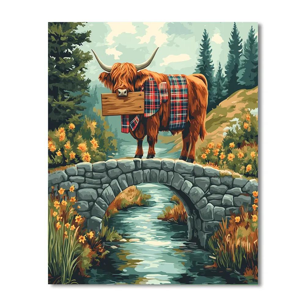 Highland Cow Bridge Keeper Numbered painting kits