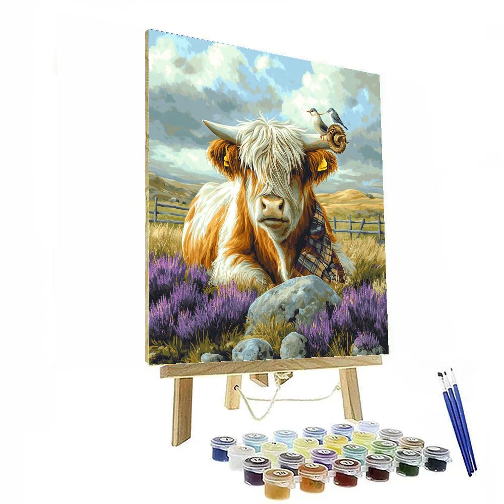 Highland Cow Skylark Music Lesson paint by numbers