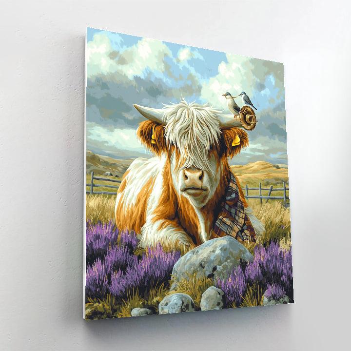 Highland Cow Skylark Music Lesson paint by numbers