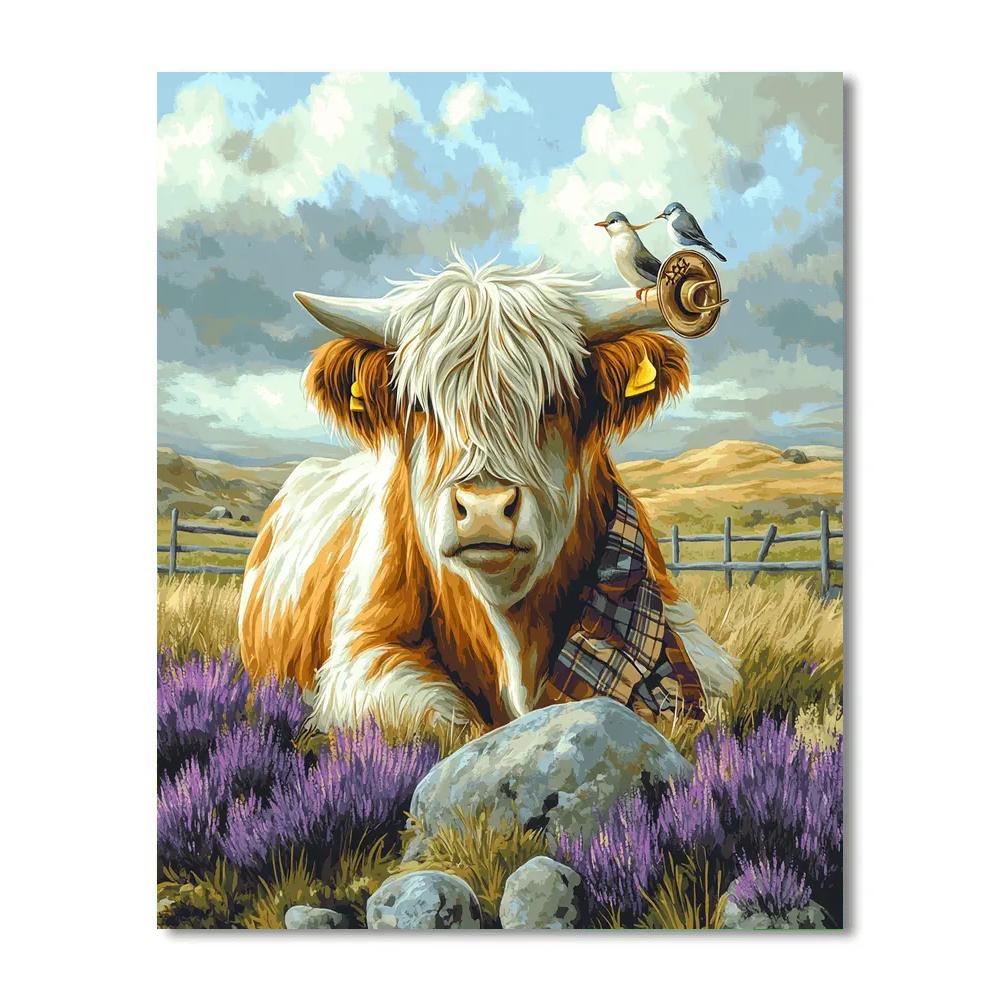 Highland Cow Skylark Music Lesson paint by numbers