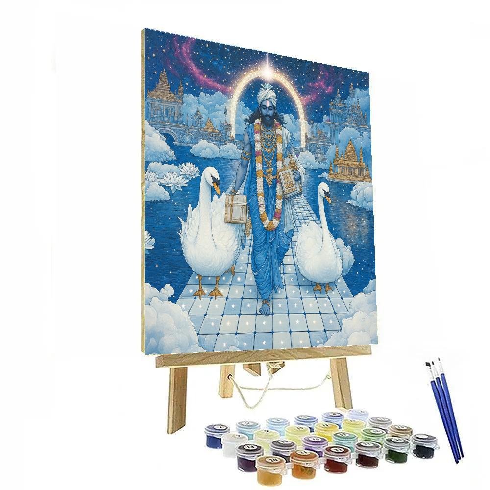 Brahma And The Swan Across A Star Bridge paint by color