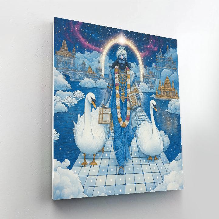 Brahma And The Swan Across A Star Bridge paint by color
