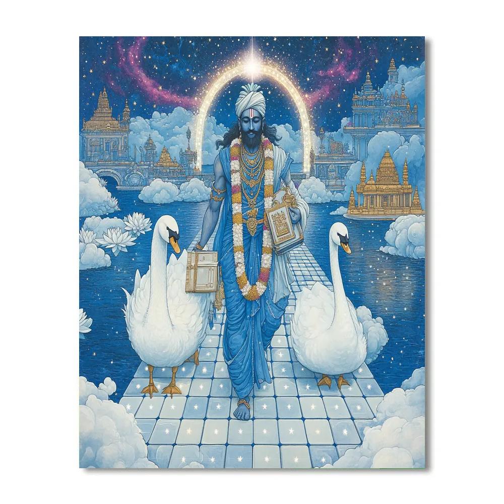 Brahma And The Swan Across A Star Bridge paint by color