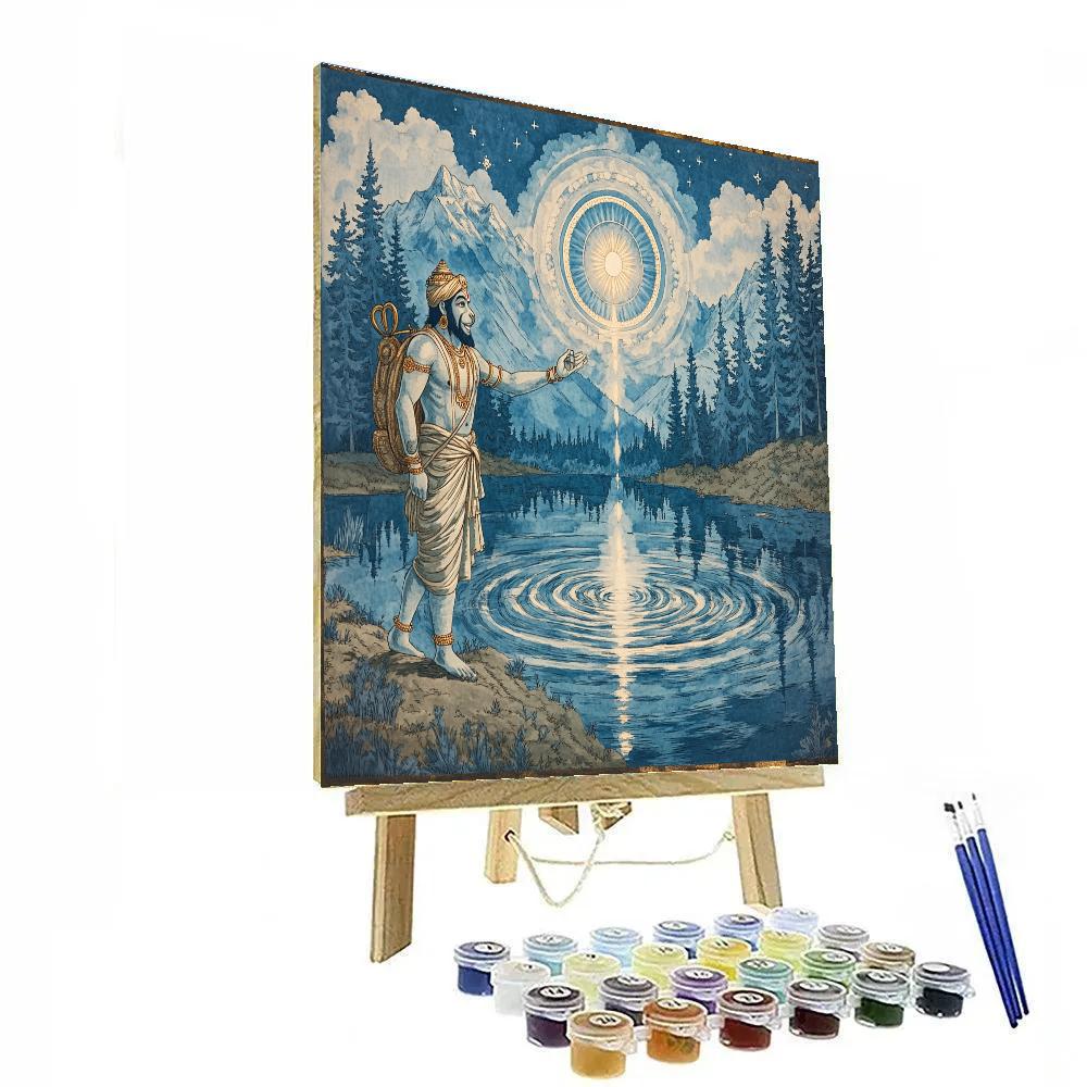 Hanuman And The Mirror Lake Portal Paint by numbers kits