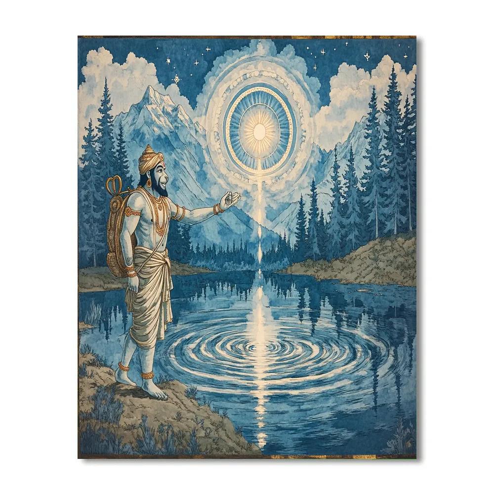 Hanuman And The Mirror Lake Portal Paint by numbers kits