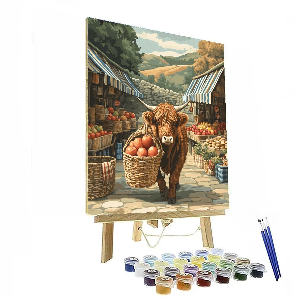 Highland Cow Market Day Helper Painting by numbers kit
