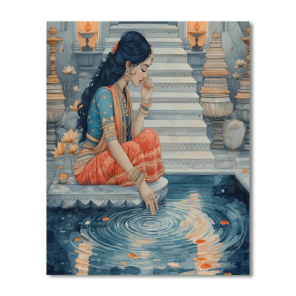 Parvati With Moonlit Lotus Basin Paint by numbers art