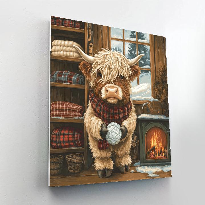 Highland Cow Winter Knit Studio Paint by numbers kits