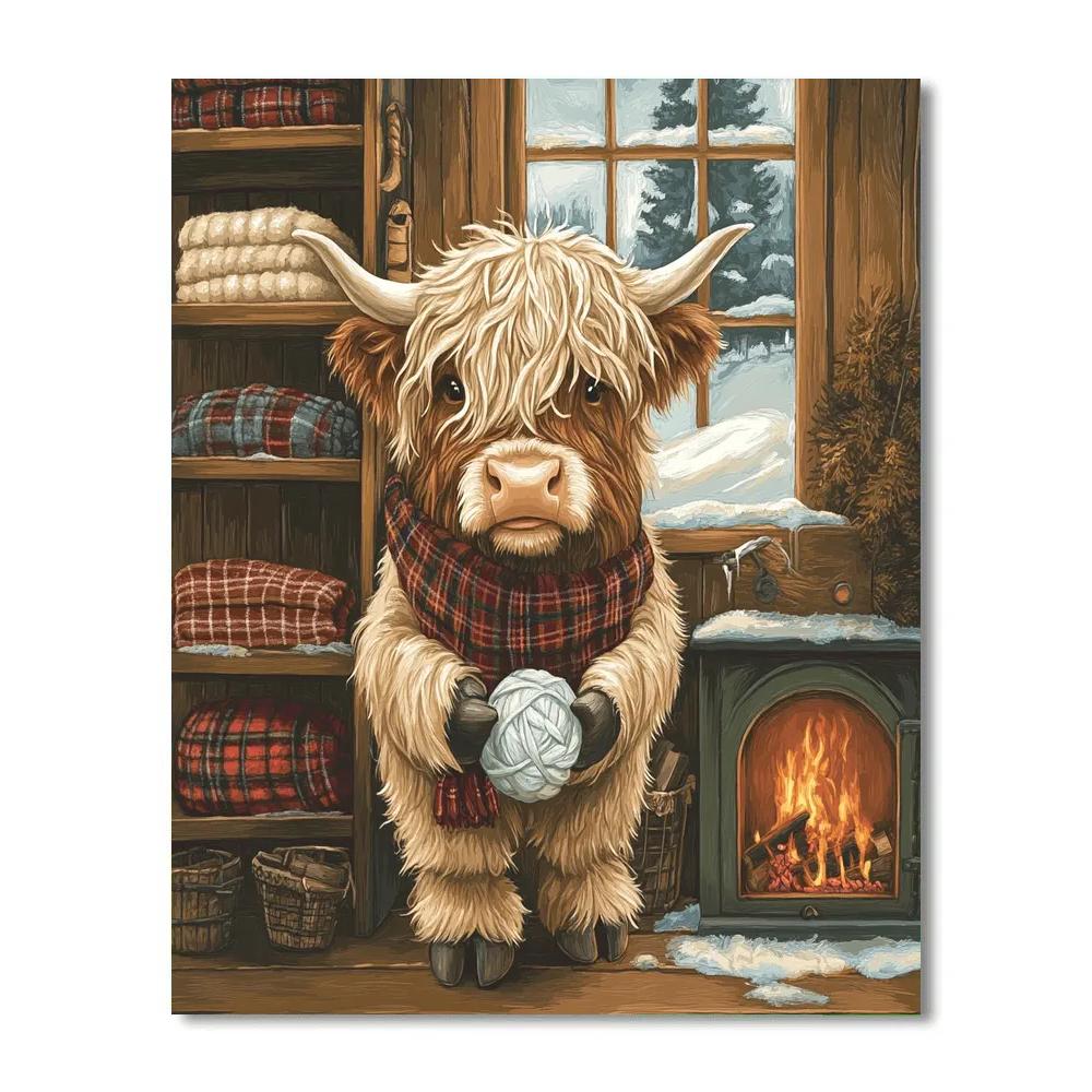 Highland Cow Winter Knit Studio Paint by numbers kits