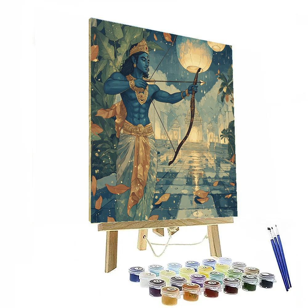 Sky Lantern Festival With Rama In The Monsoon Courtyard paint by numbers