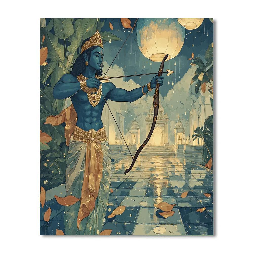 Sky Lantern Festival With Rama In The Monsoon Courtyard paint by numbers