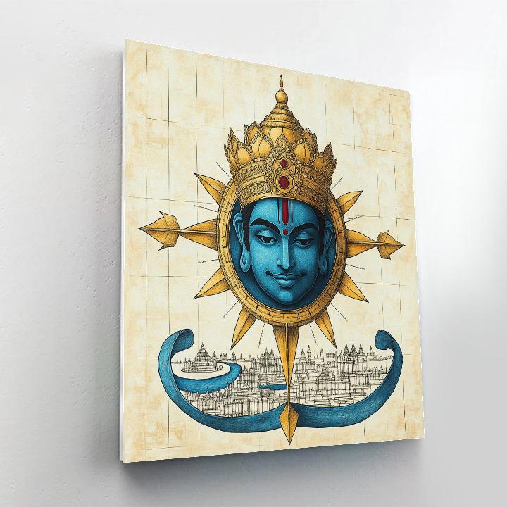 Rama Crowned Star Compass Painting by numbers kit